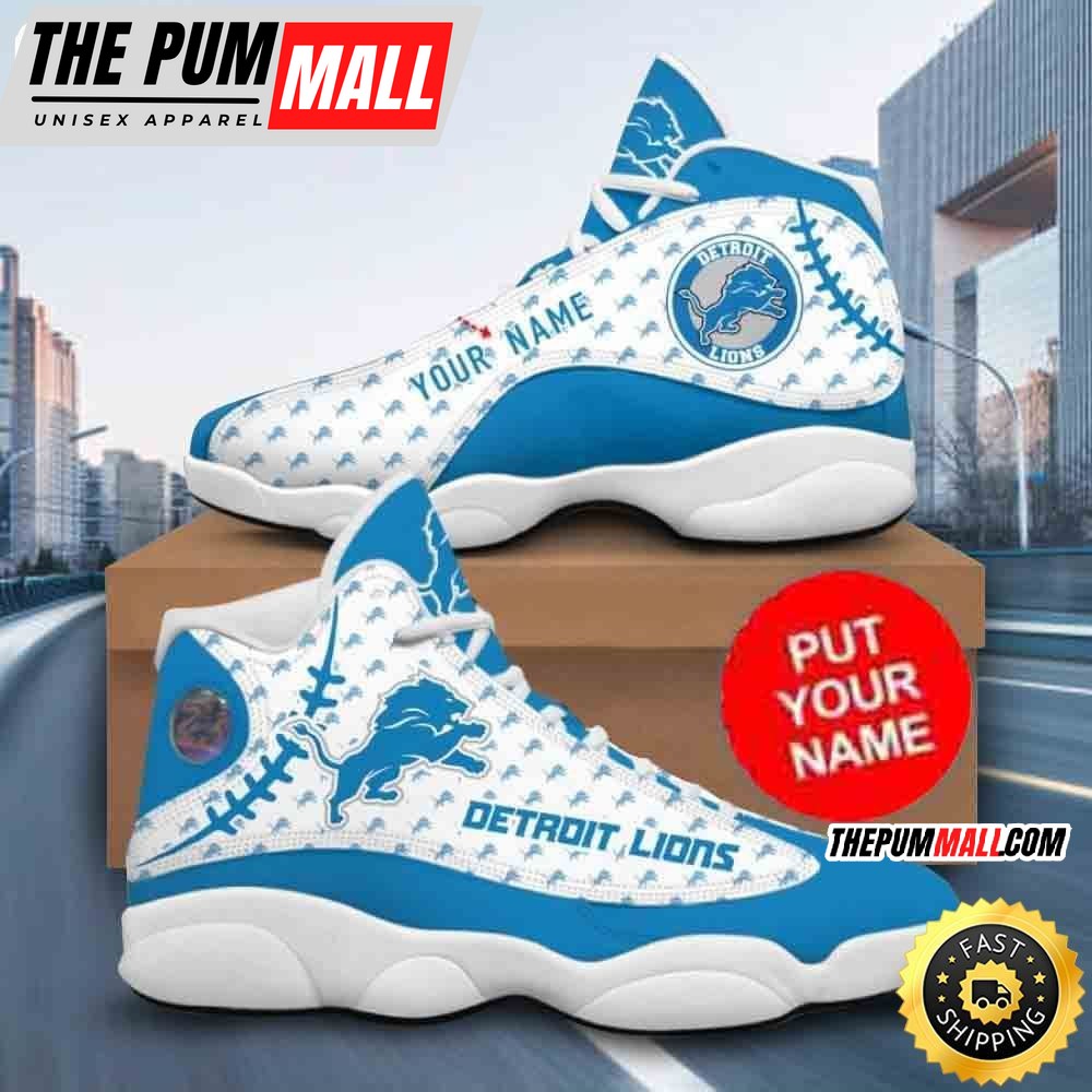 Custom Name NFL Detroit Lions Air Jd 13 Shoes Lions Football Gifts Printed Logo JD 13