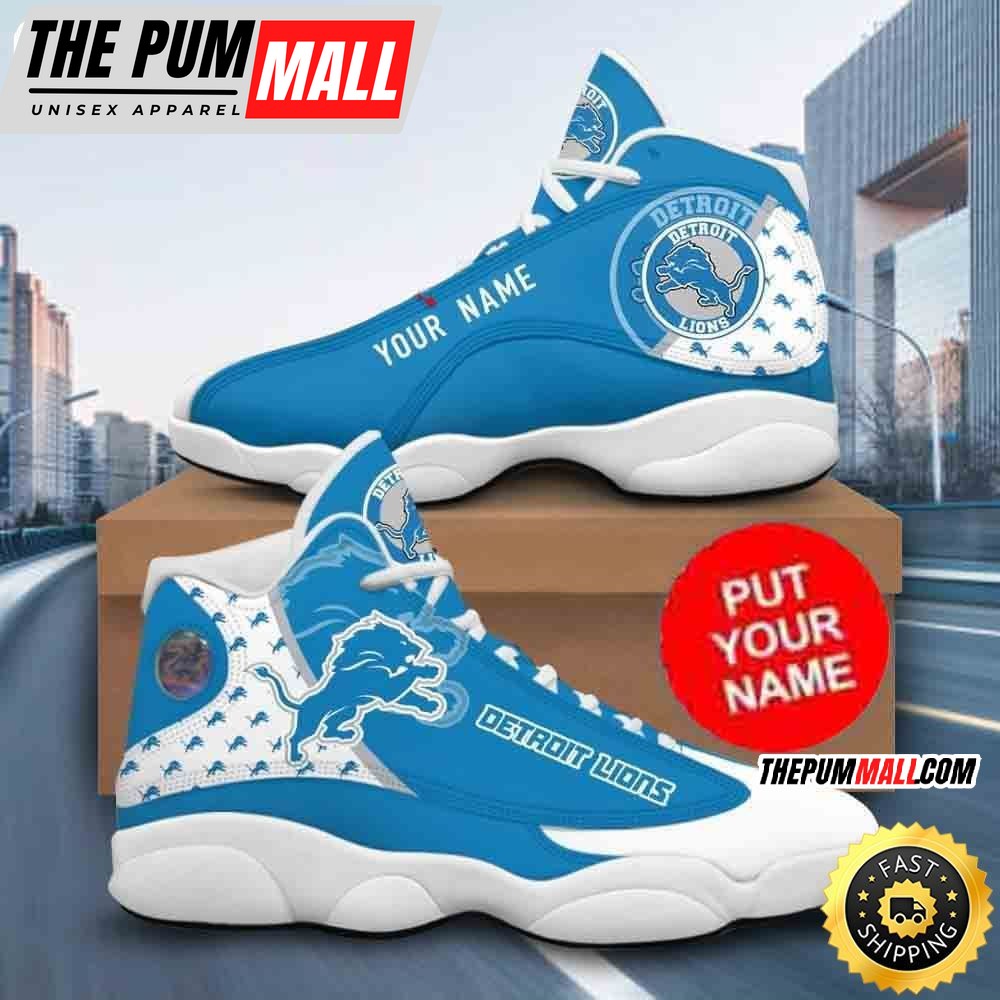 Custom Name NFL Detroit Lions Logo Pattern Air Jd 13 Shoes Printed Logo JD 13