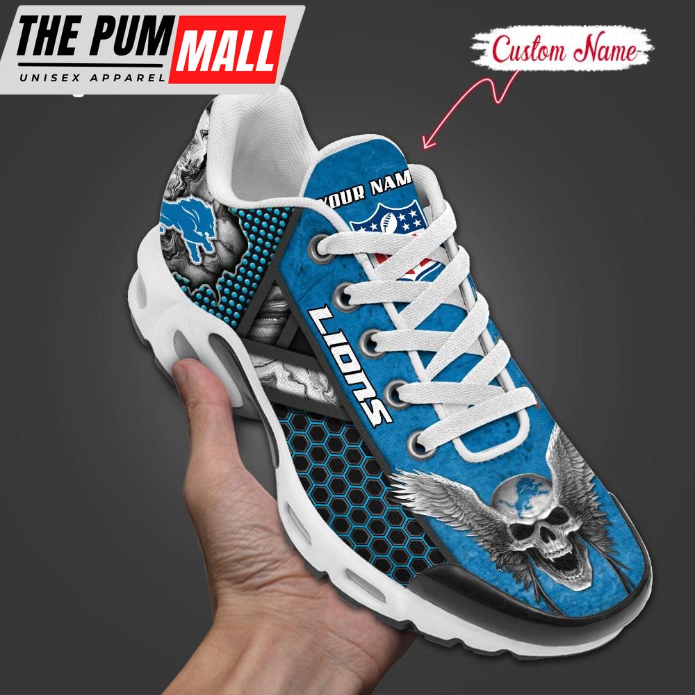 Custom Name NFL Detroit Lions Skull Air Max Plus Shoes