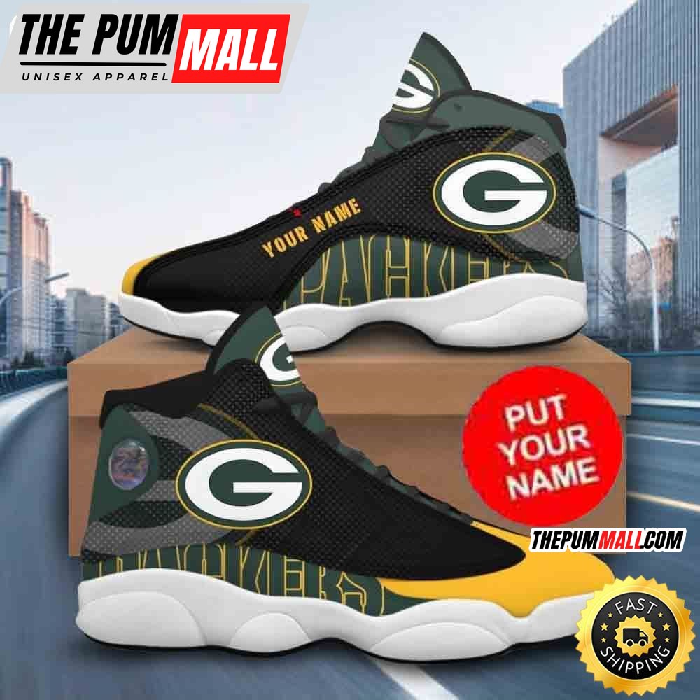 Custom Name NFL Green Bay Packers Baseball Air Jd 13 Shoes Printed Logo JD 13