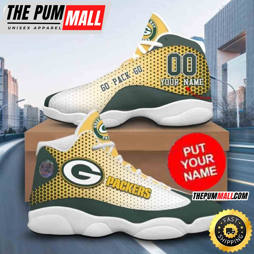 Custom Name NFL Green Bay Packers Baseball Logo Air Jd 13 Shoes Printed Logo JD 13