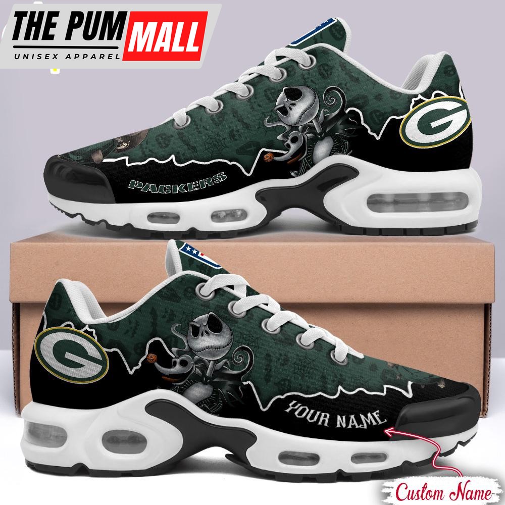 Custom Name NFL Green Bay Packers Jack Skellington Air Max Plus Shoes