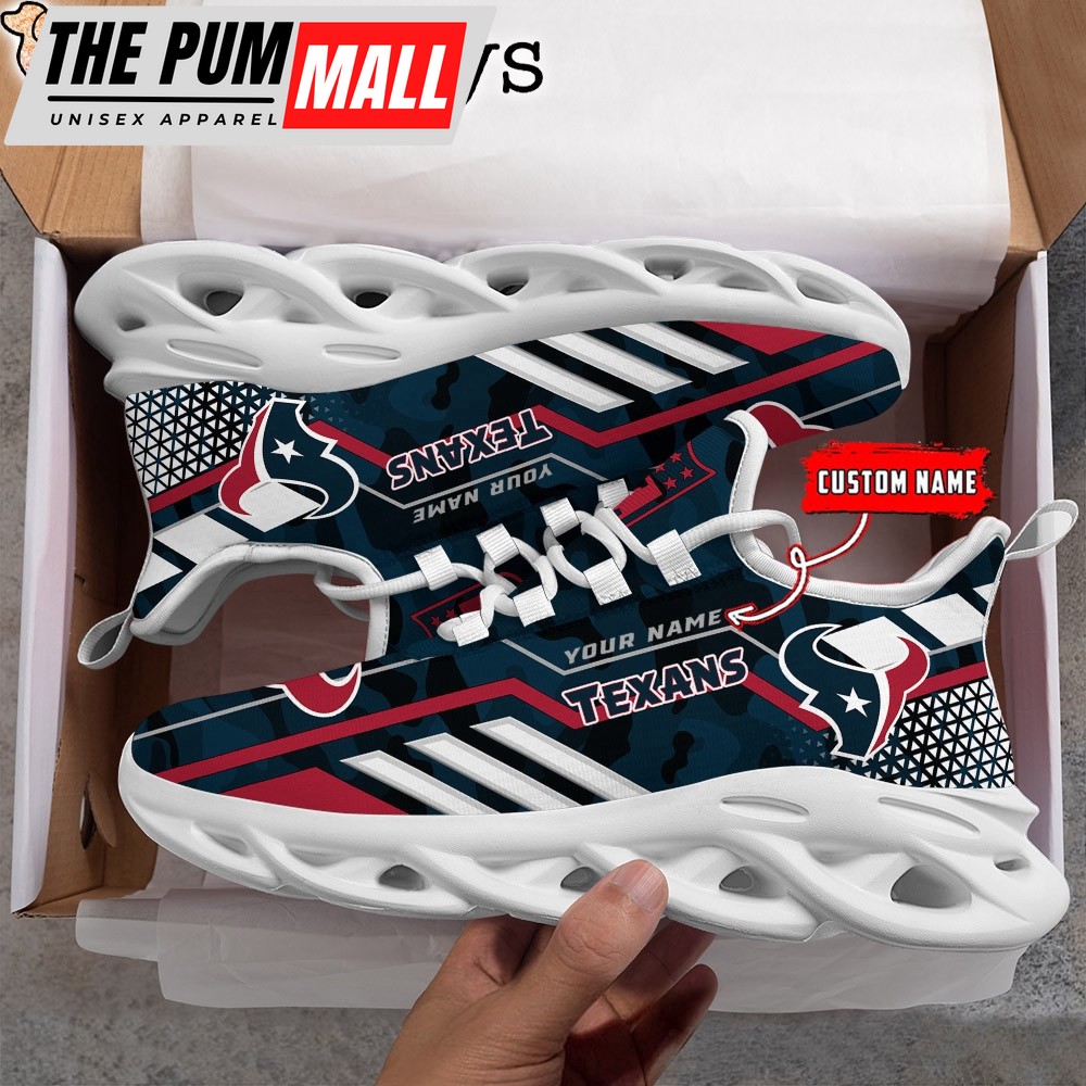 Custom Name NFL Houston Texans Clunky Camo Max Soul Shoes