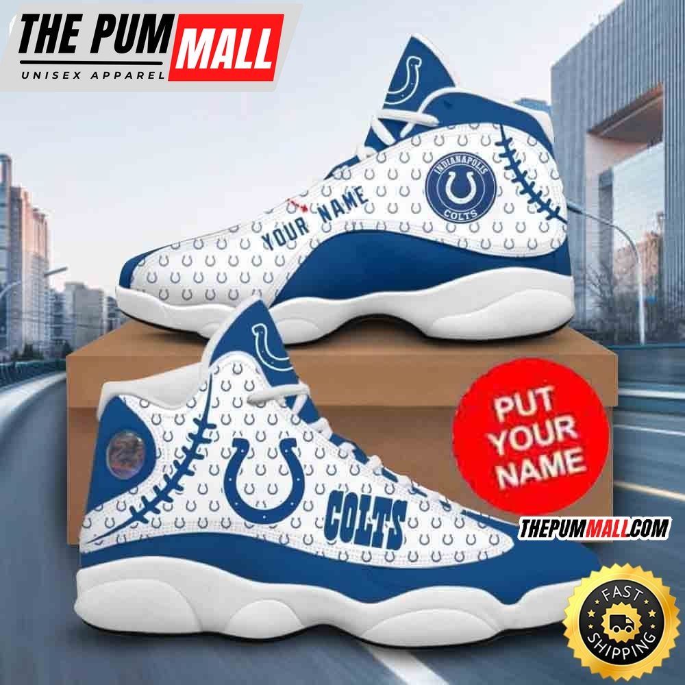 Custom Name NFL Indianapolis Colts Logo Pattern Air Jd 13 Shoes Printed Logo JD 13