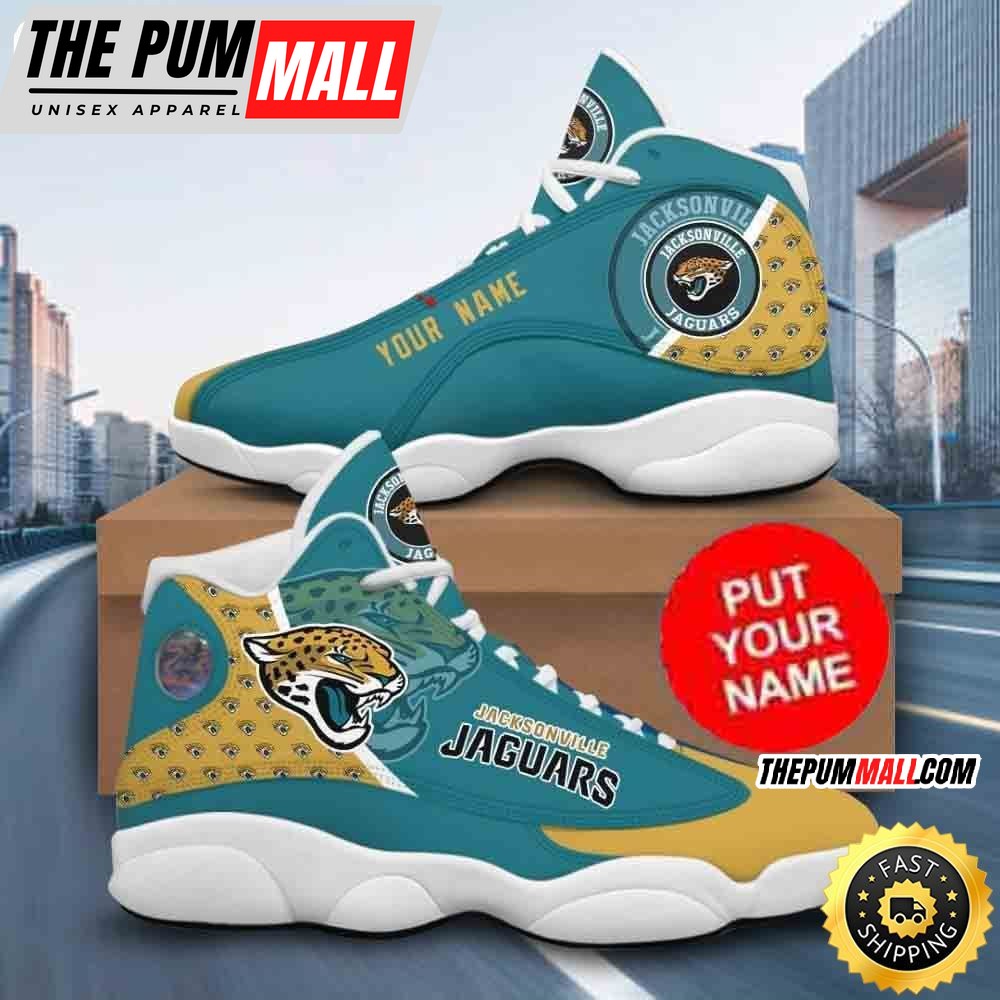 Custom Name NFL Jacksonville Jaguars Air Jd 13 Shoes Printed Logo JD 13