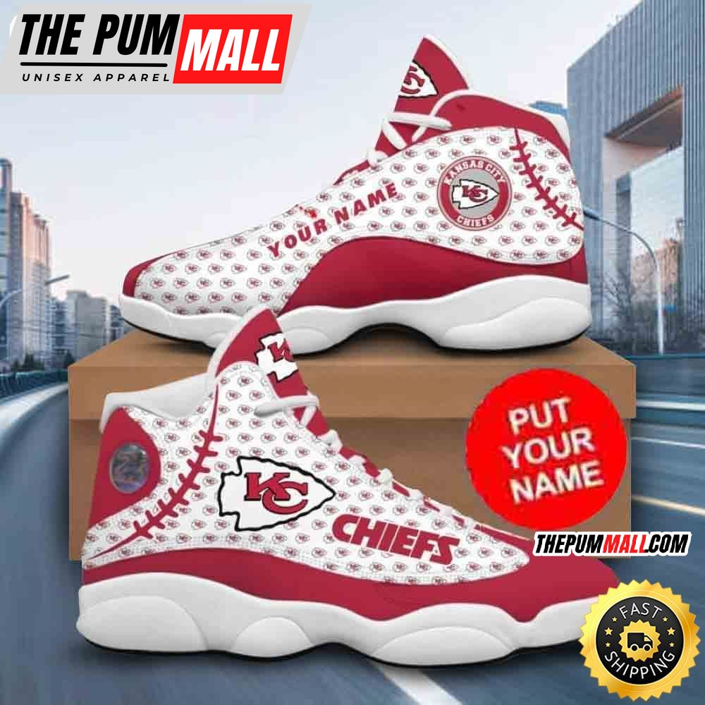 Custom Name NFL Kansas City Chiefs Logo Design Air Jd 13 Shoes Printed Logo JD 13