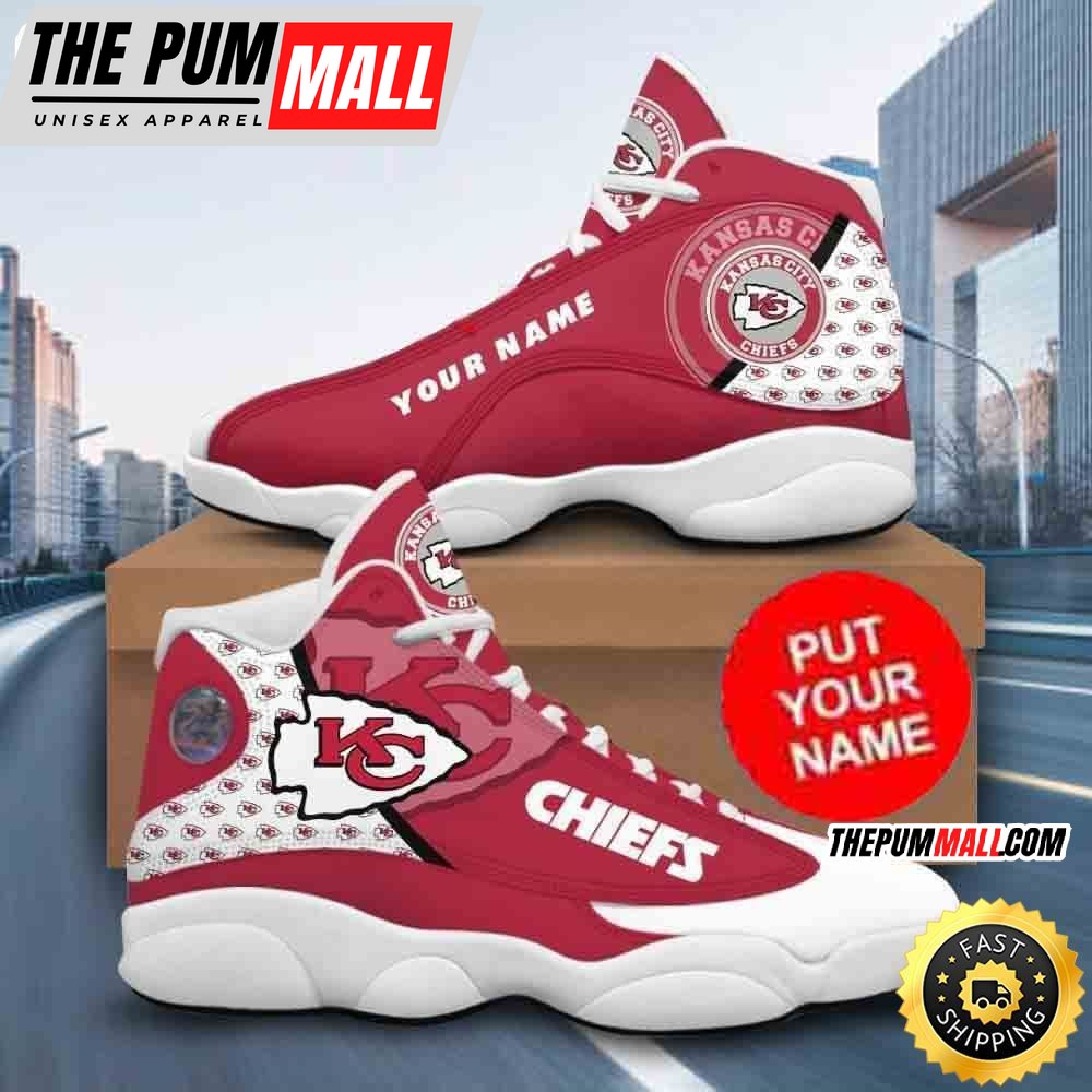 Custom Name NFL Kansas City Chiefs Logo Pattern Air Jd 13 Shoes Printed Logo JD 13