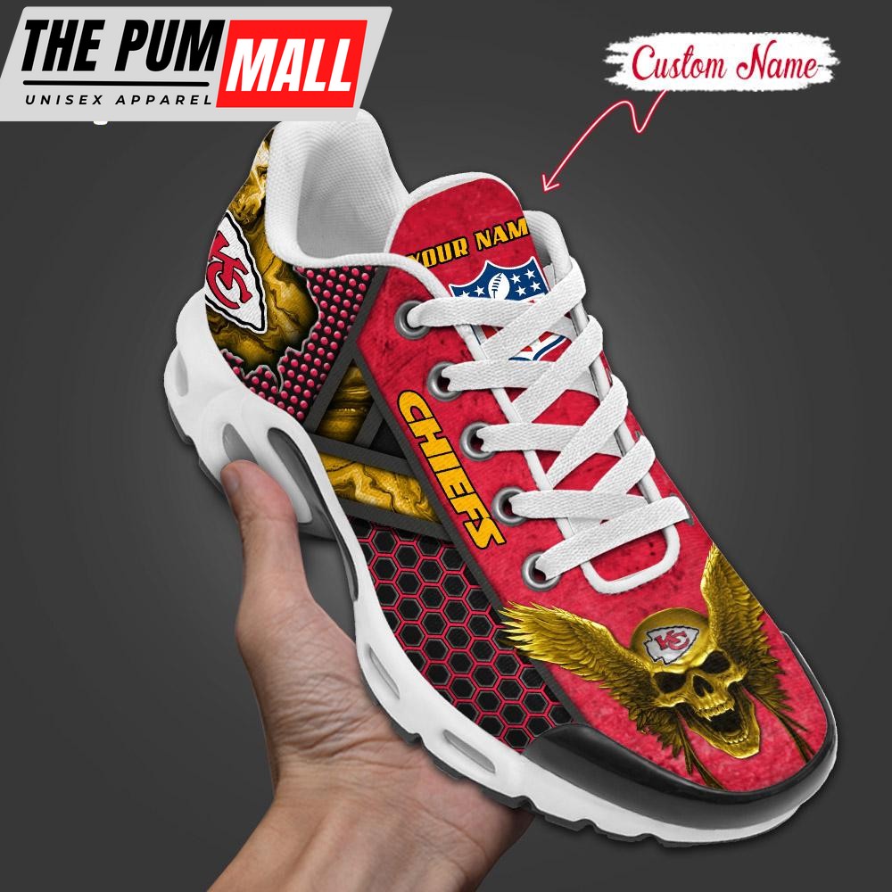 Custom Name NFL Kansas City Chiefs Skull Air Max Plus Shoes