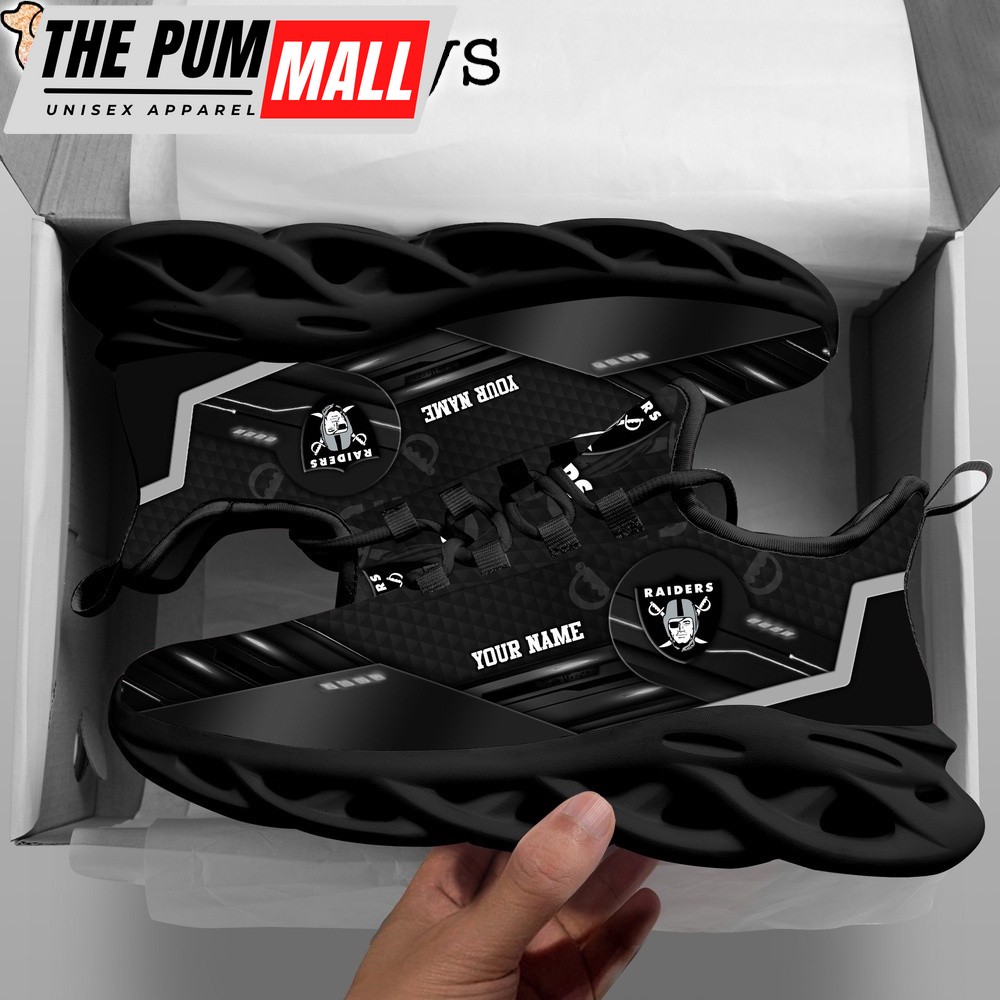 Custom Name NFL Las Vegas Raiders Black Clunky Max Soul Shoes