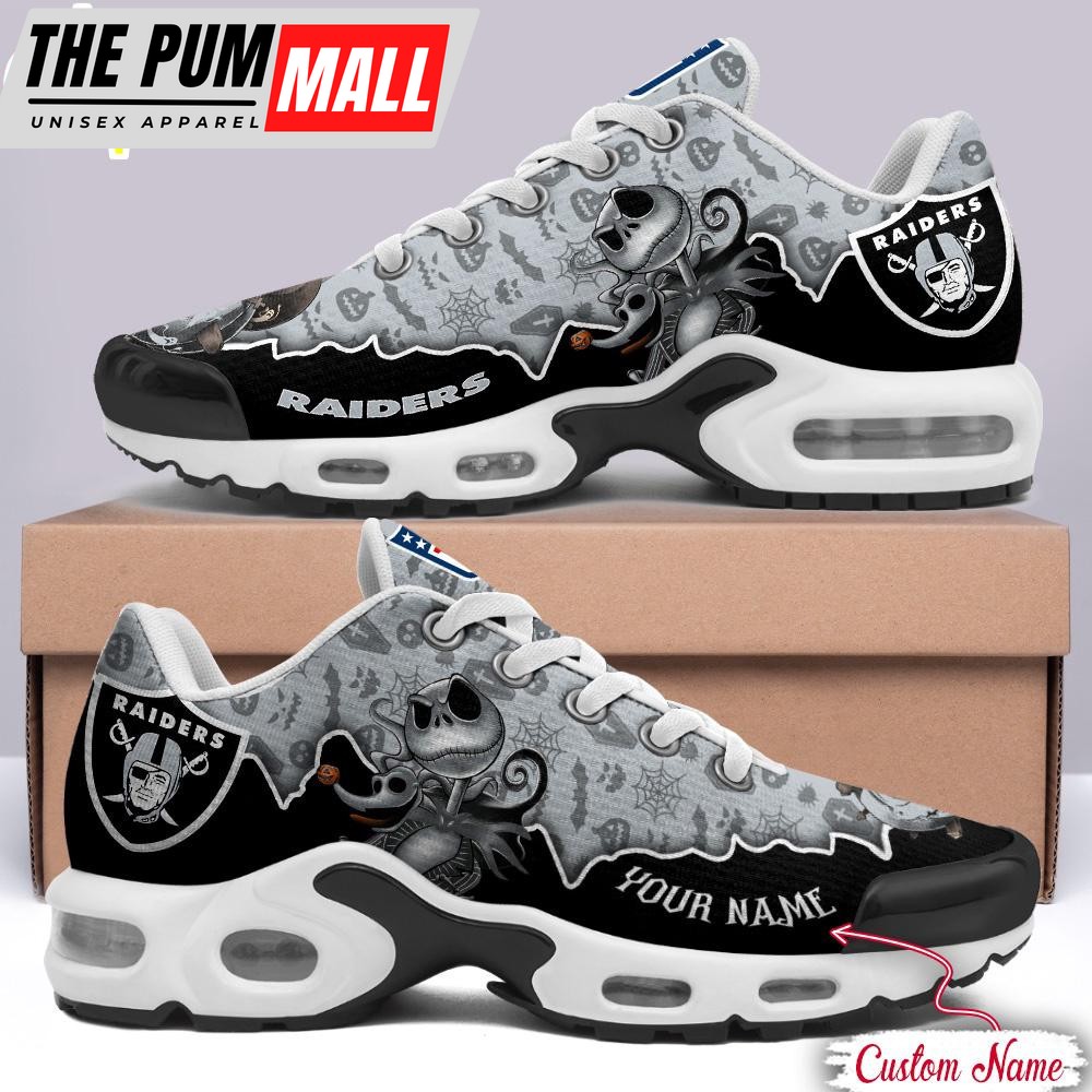 Custom Name NFL Las Vegas Raiders Jack Skellington Air Max Plus Shoes