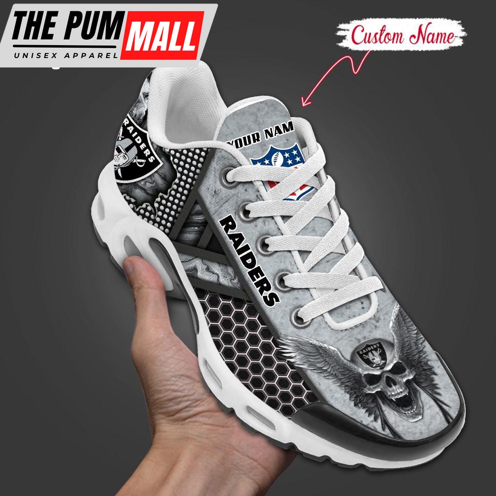 Custom Name NFL Las Vegas Raiders Skull Air Max Plus Shoes