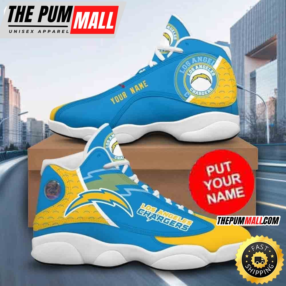 Custom Name NFL Los Angeles Chargers Air Jd 13 Shoes Printed Logo JD 13