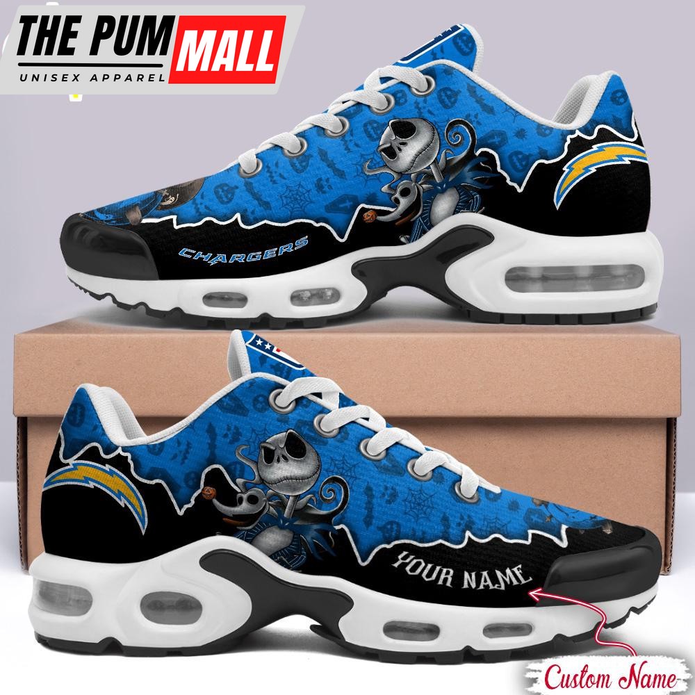 Custom Name NFL Los Angeles Chargers Jack Skellington Air Max Plus Shoes