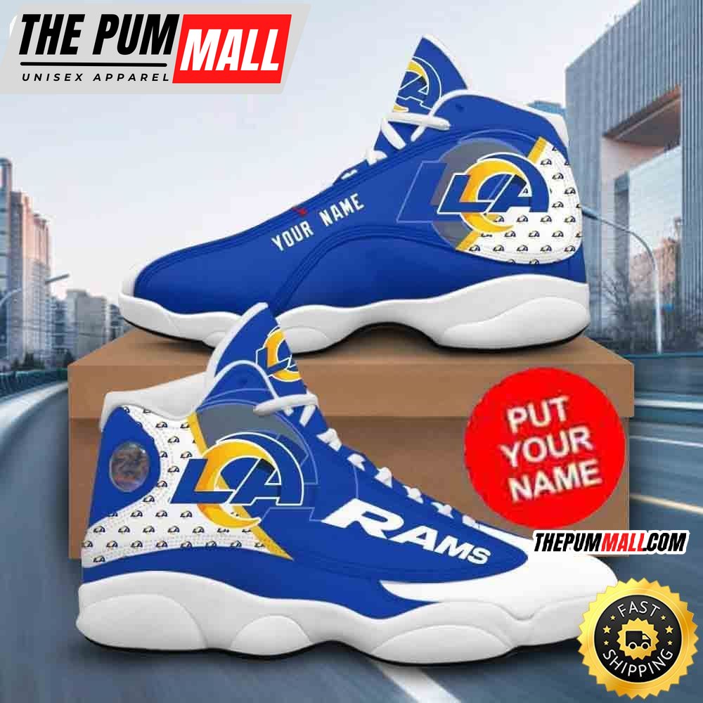 Custom Name NFL Los Angeles Rams Air Jd 13 Shoes Printed Logo JD 13