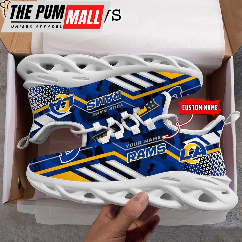 Custom Name NFL Los Angeles Rams Clunky Camo Max Soul Shoes