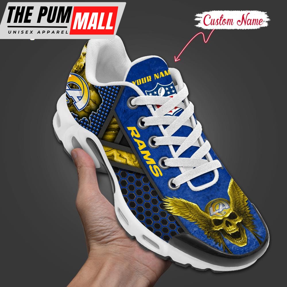 Custom Name NFL Los Angeles Rams Skull Air Max Plus Shoes