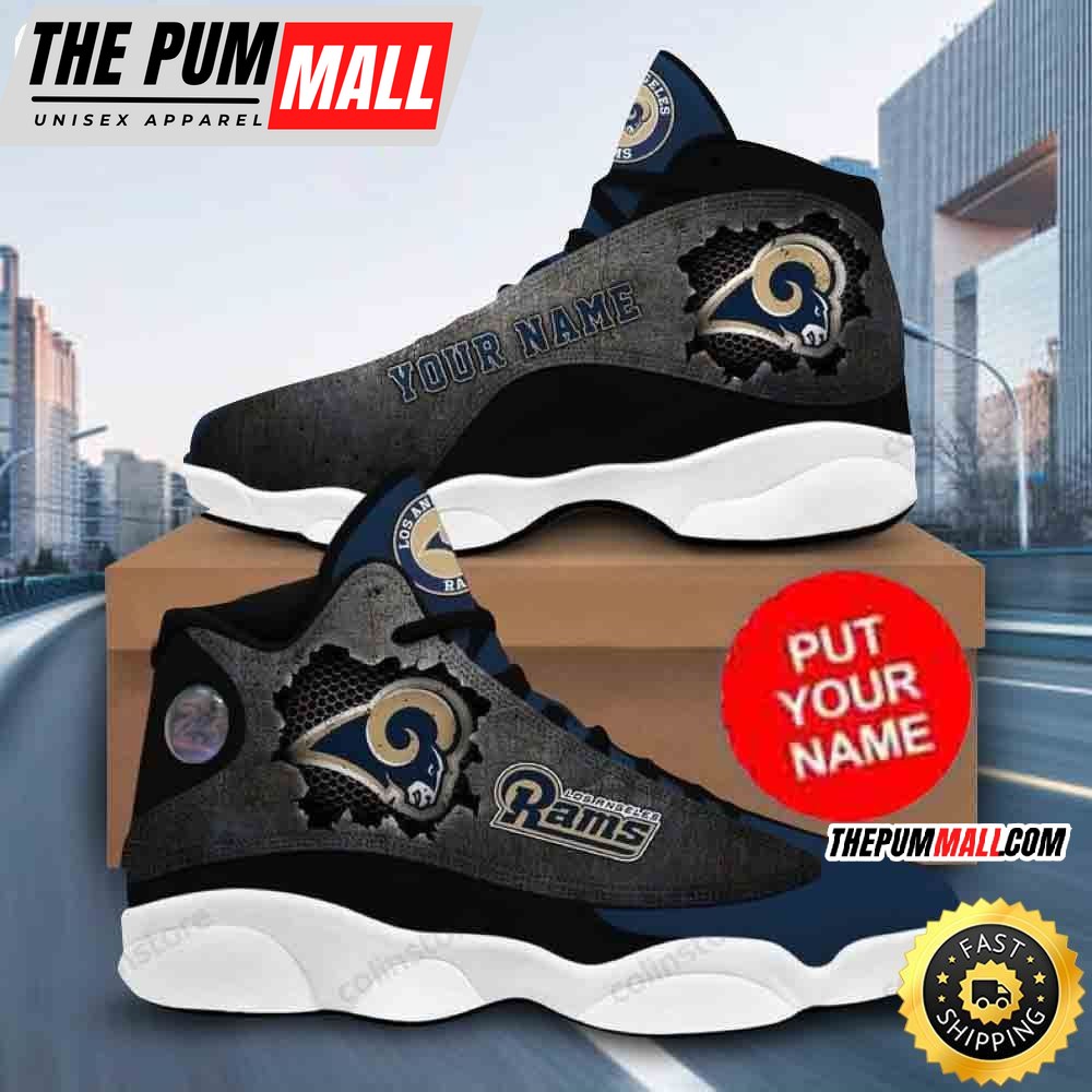 Custom Name NFL Los Angeles Rams Special Black Air Jd 13 Shoes Printed Logo JD 13