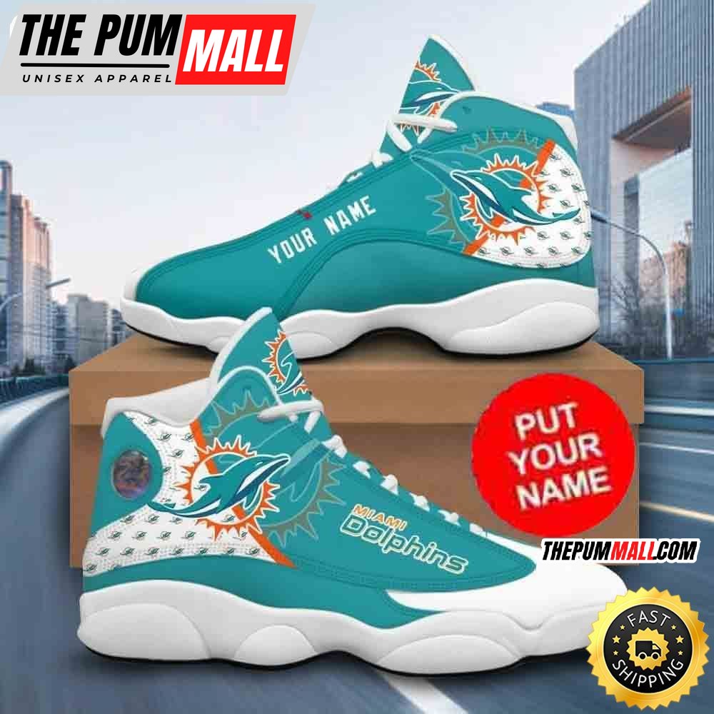 Custom Name NFL Miami Dolphins Air Jd 13 Shoes Printed Logo JD 13