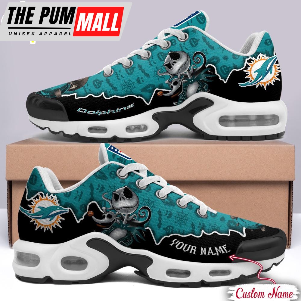 Custom Name NFL Miami Dolphins Jack Skellington Air Max Plus Shoes