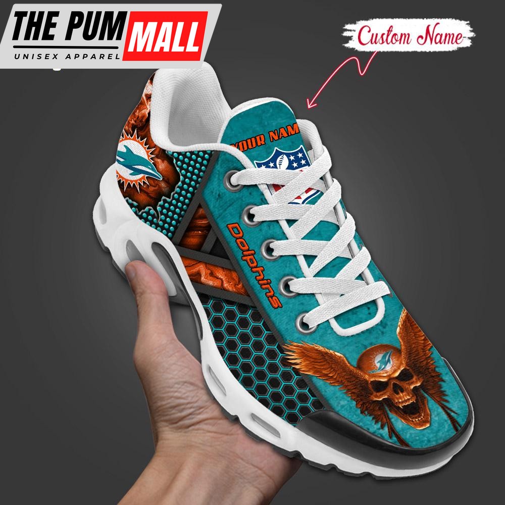 Custom Name NFL Miami Dolphins Skull Air Max Plus Shoes
