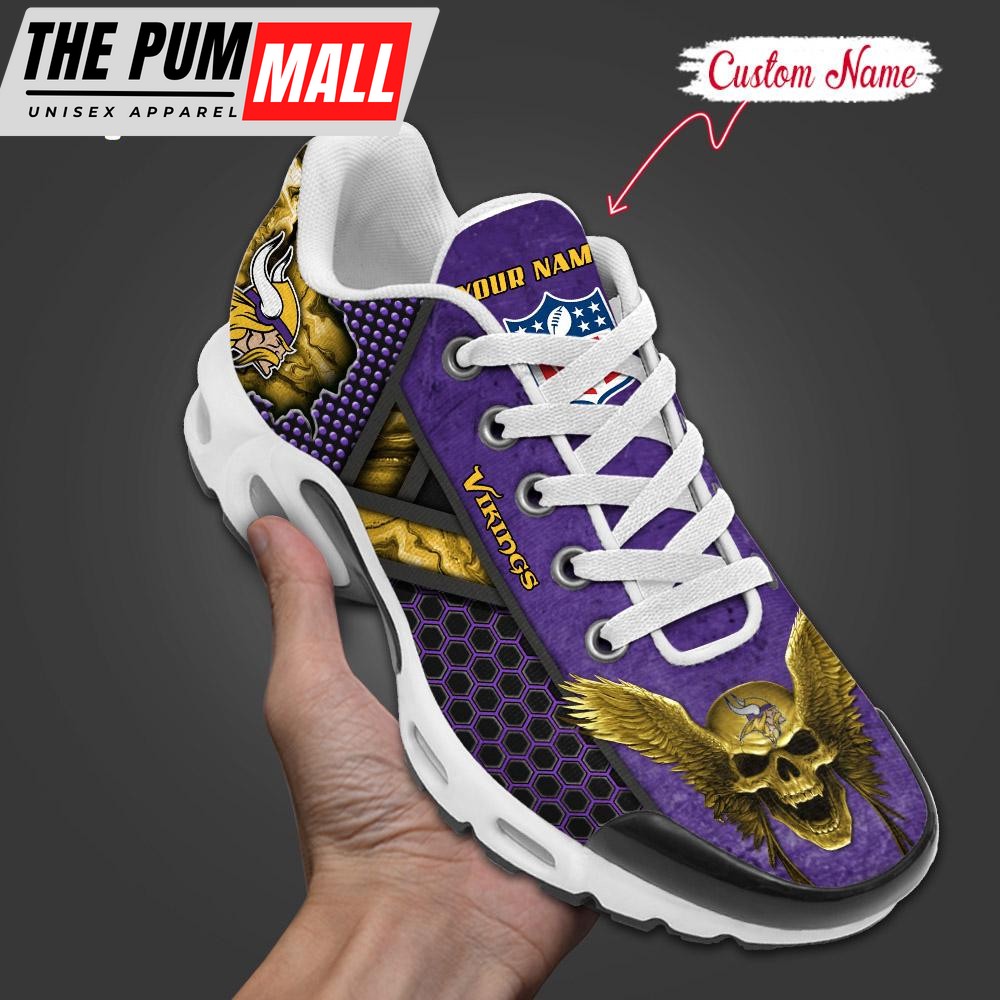 Custom Name NFL Minnesota Vikings Skull Air Max Plus Shoes