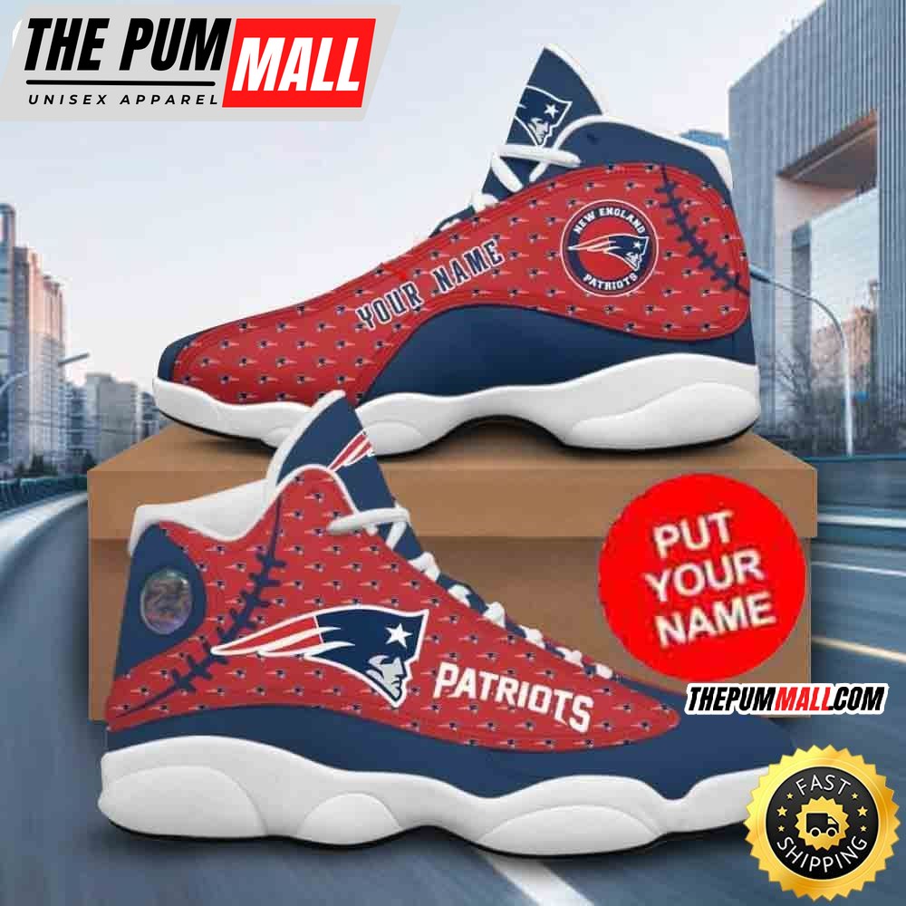 Custom Name NFL New England Patriots Air Jd 13 Shoes Printed Logo JD 13