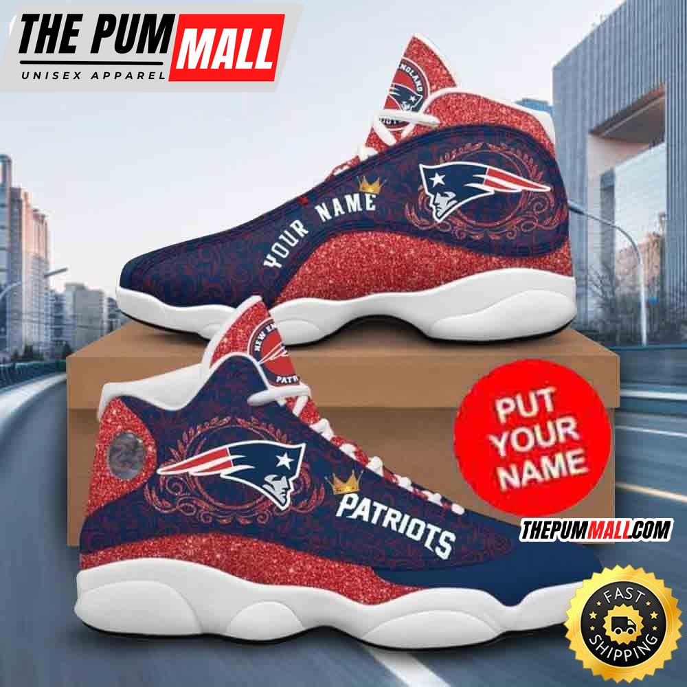 Custom Name NFL New England Patriots Colorful Air Jd 13 Shoes Printed Logo JD 13
