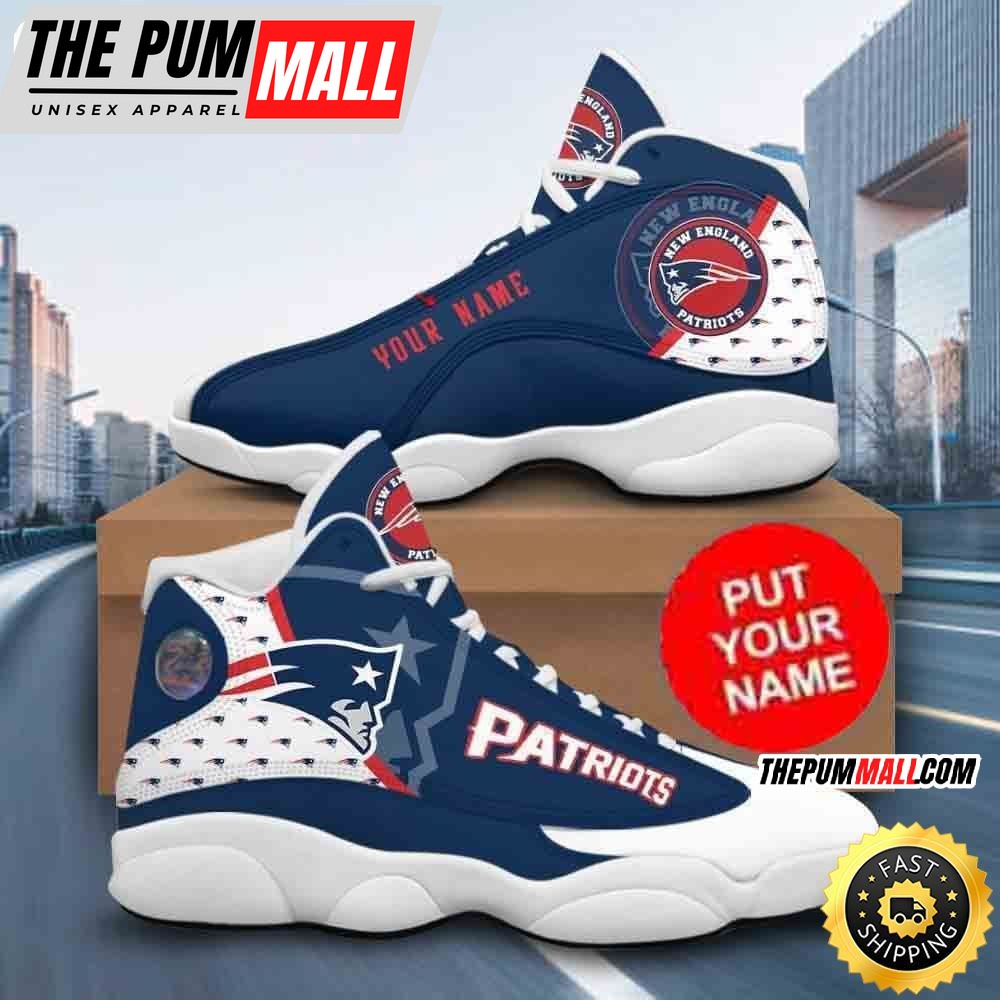 Custom Name NFL New England Patriots Logo Pattern Air Jd 13 Shoes Printed Logo JD 13