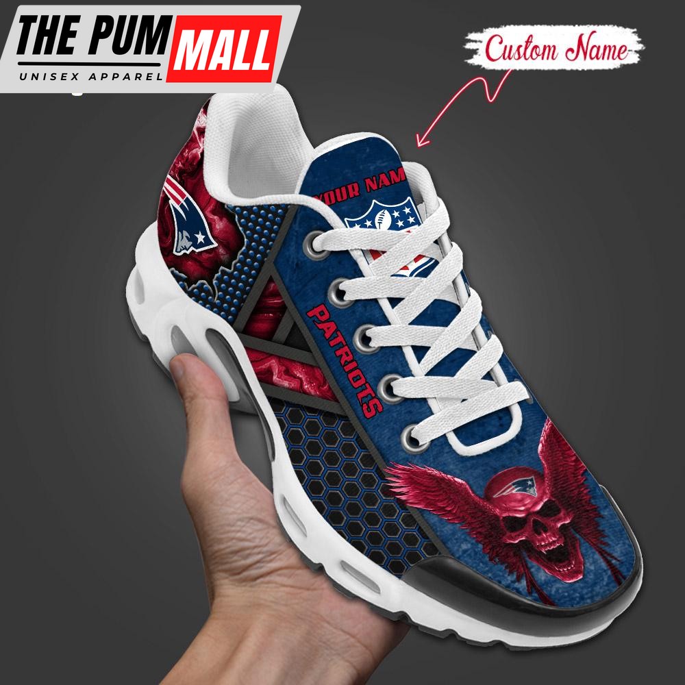 Custom Name NFL New England Patriots Skull Air Max Plus Shoes
