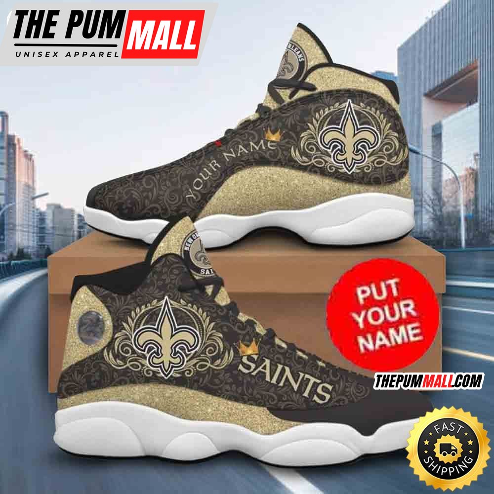 Custom Name NFL New Orleans Saints Limited Version Air Jd 13 Shoes VPrinted Logo JD 13