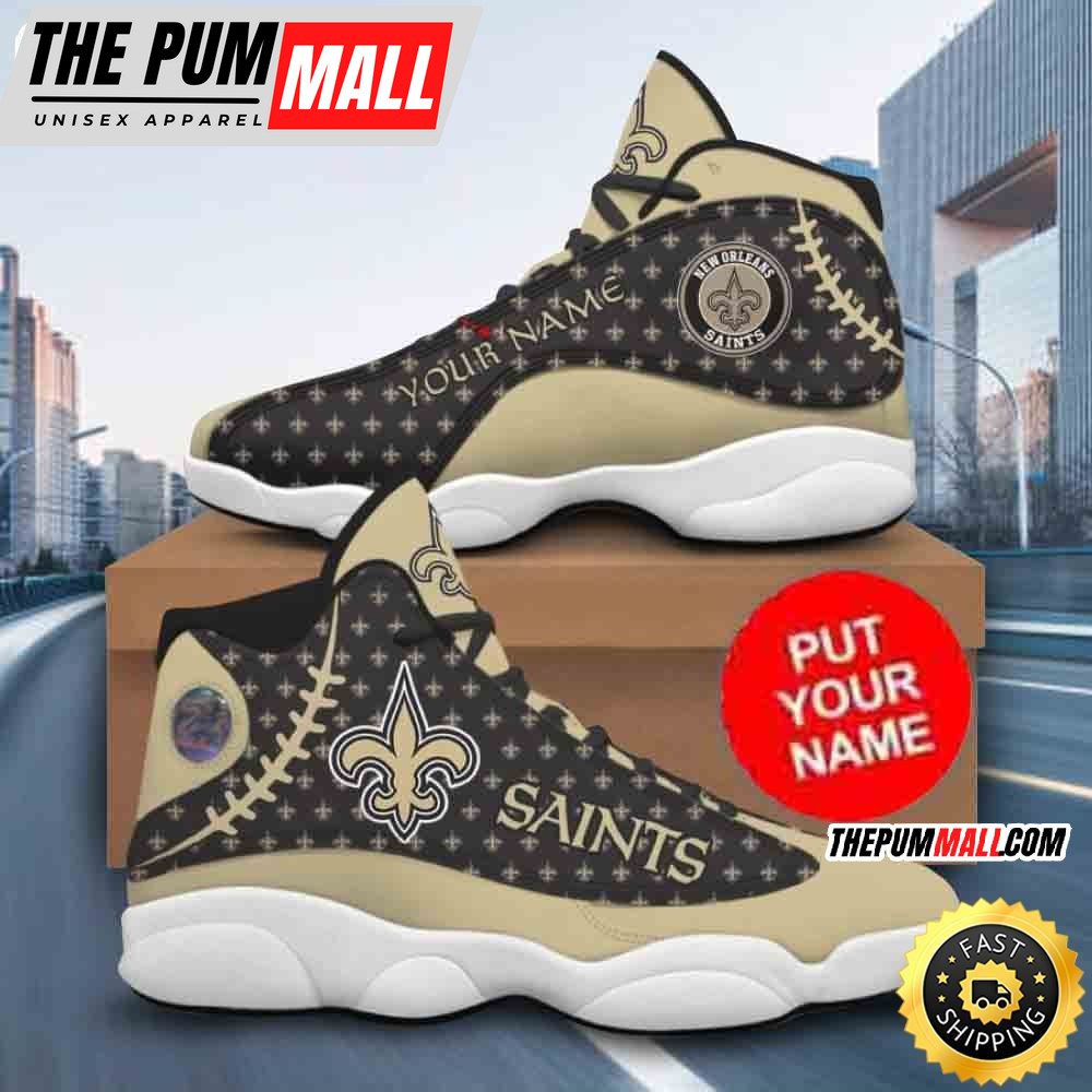 Custom Name NFL New Orleans Saints Logo Pattern Air Jd 13 Shoes Printed Logo JD 13