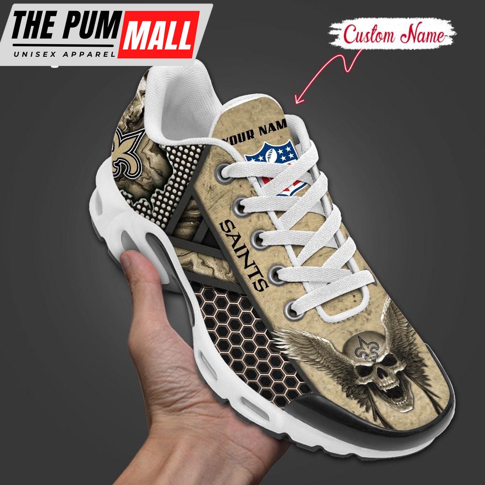 Custom Name NFL New Orleans Saints Skull Air Max Plus Shoes