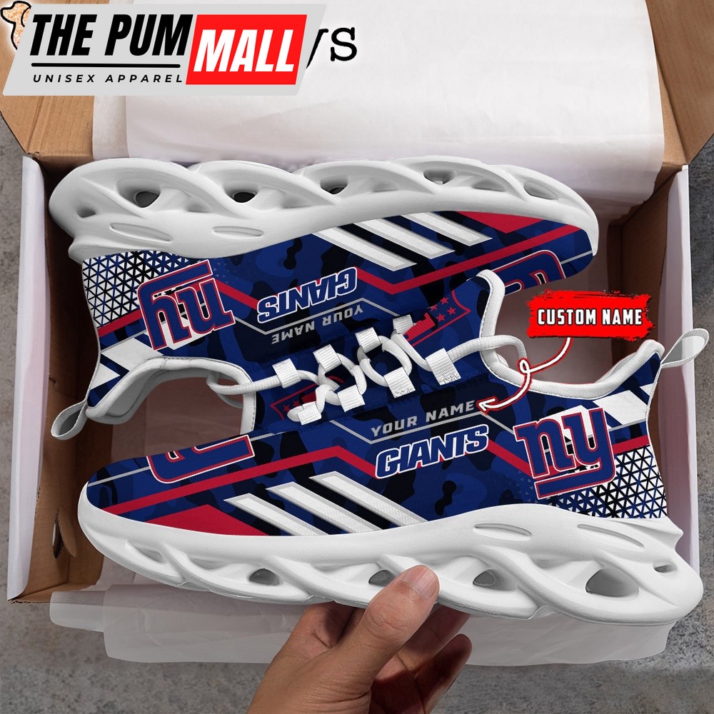 Custom Name NFL New York Giants Clunky Camo Max Soul Shoes