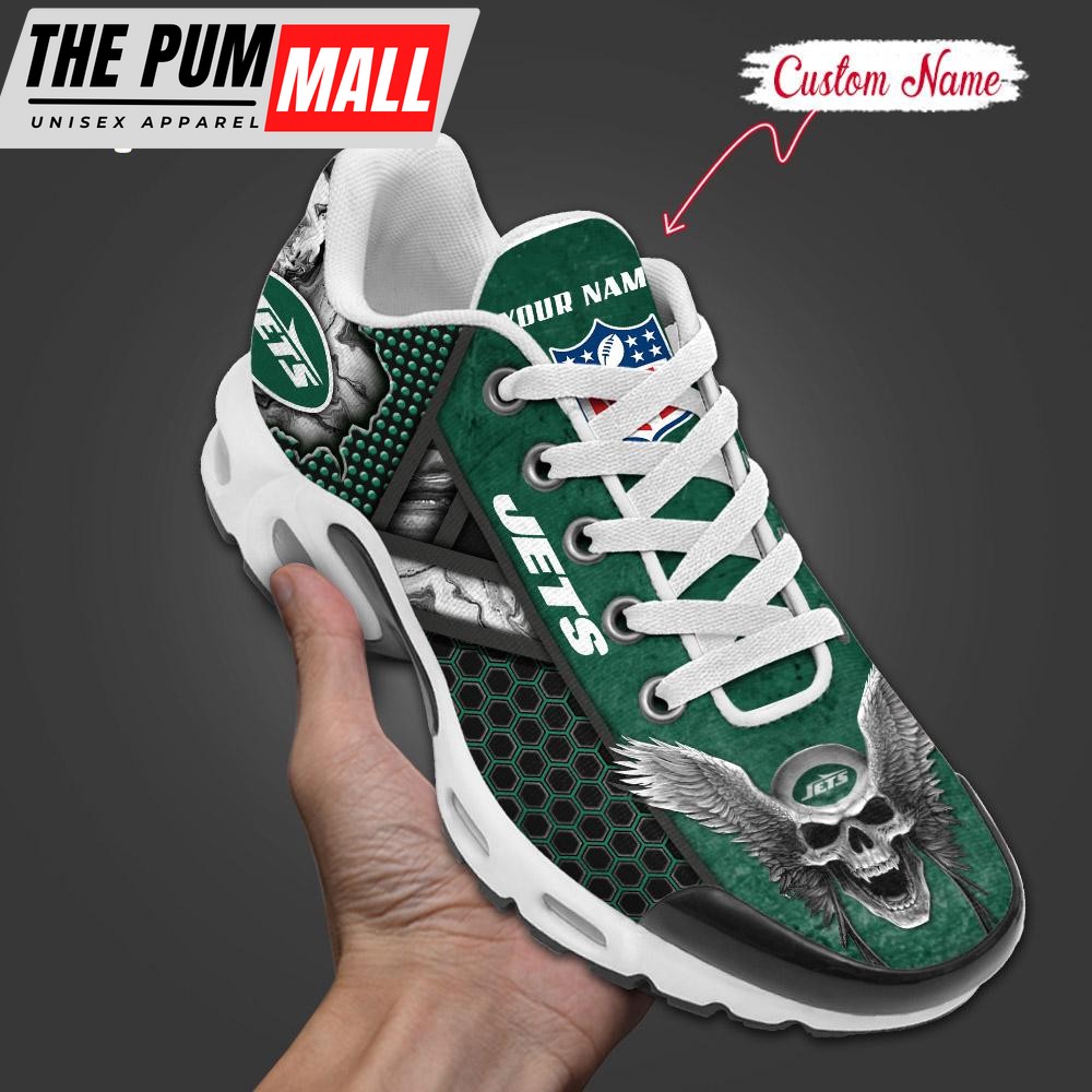 Custom Name NFL New York Jets Skull Air Max Plus Shoes