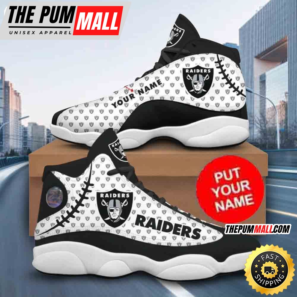 Custom Name NFL Oakland Raiders Air Jd 13 Shoes Printed Logo JD 13