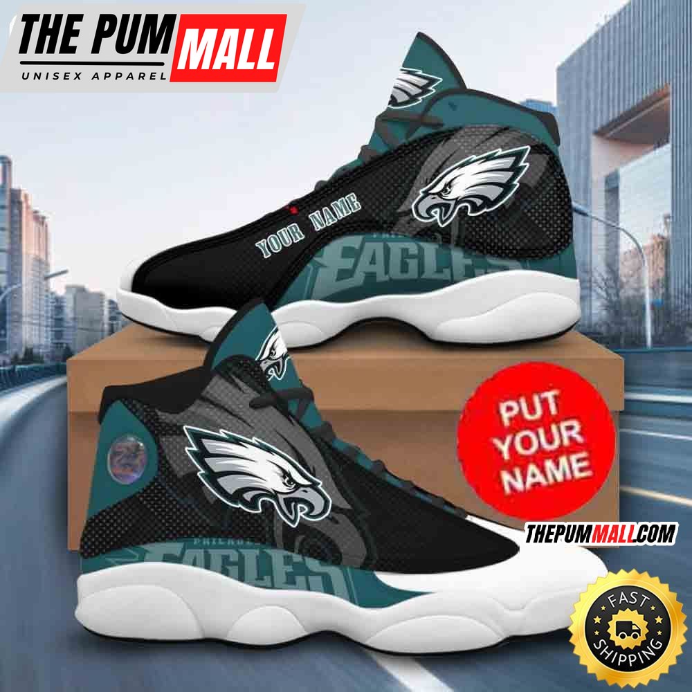 Custom Name NFL Philadelphia Eagles Air Jd 13 Shoes Printed Logo JD 13