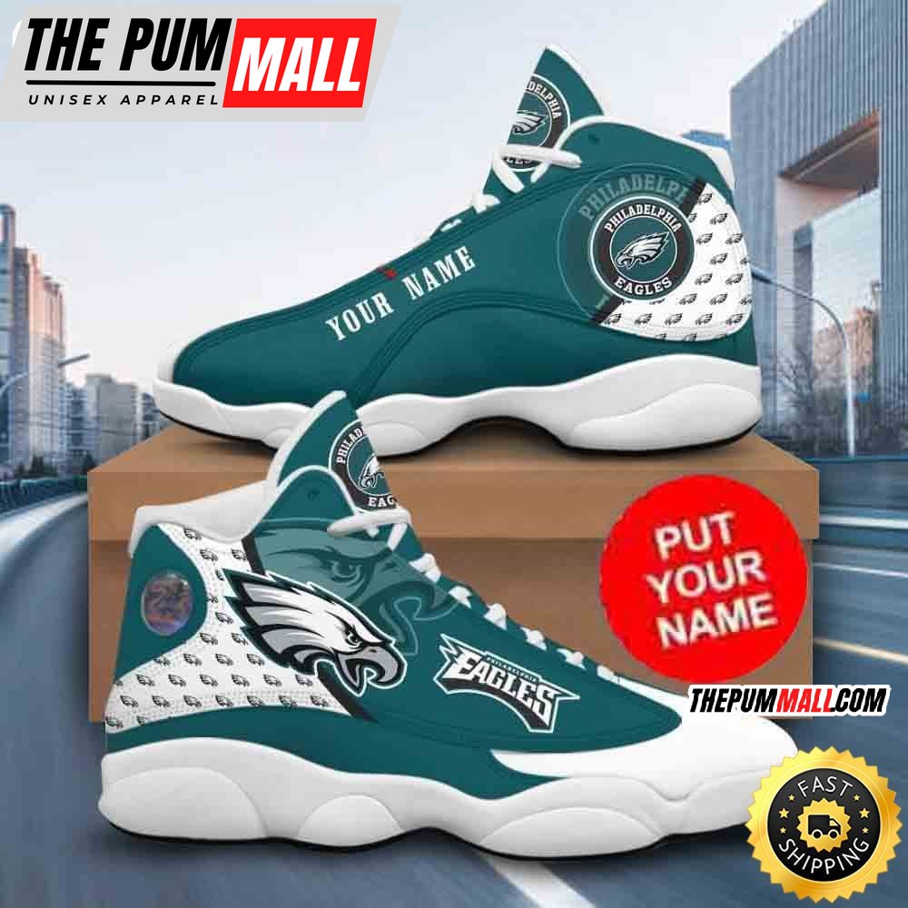 Custom Name NFL Philadelphia Eagles Logo Design Air Jd 13 Shoes Printed Logo JD 13