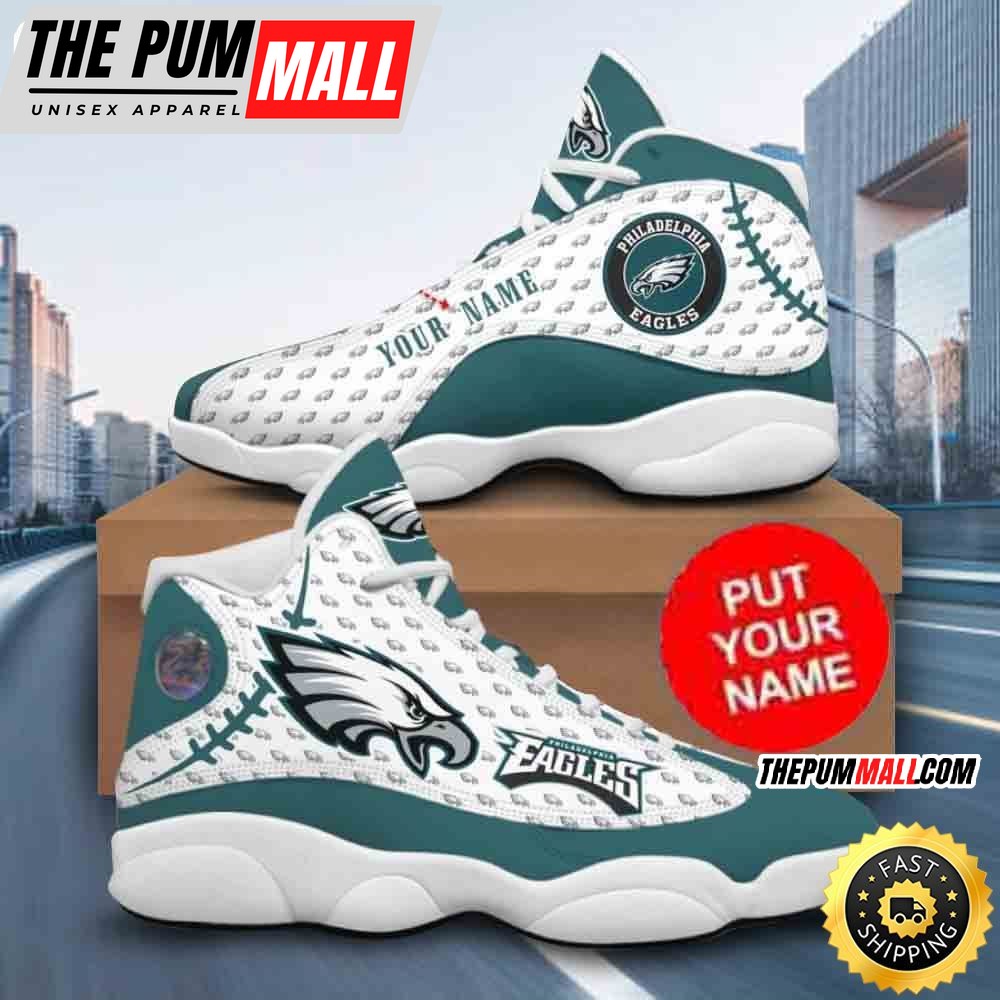 Custom Name NFL Philadelphia Eagles Logo Pattern Air Jd 13 Shoes Printed Logo JD 13
