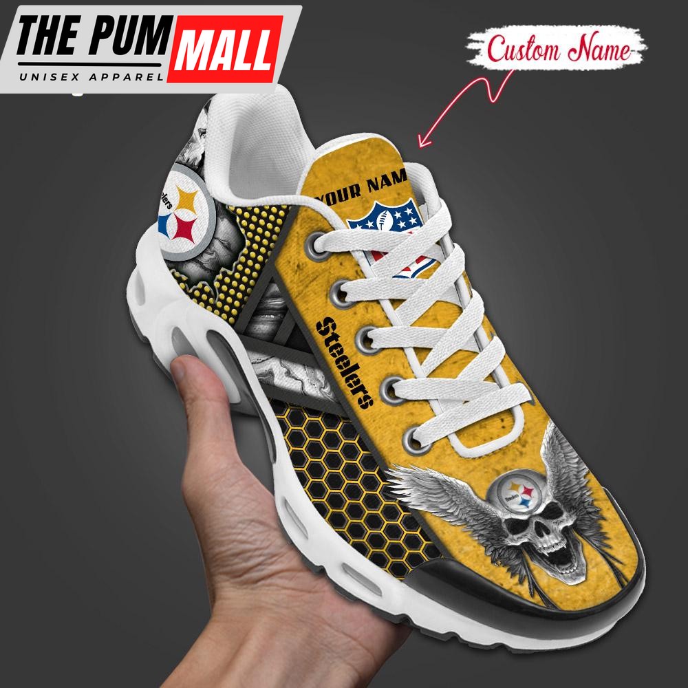 Custom Name NFL Pittsburgh Steelers Skull Air Max Plus Shoes