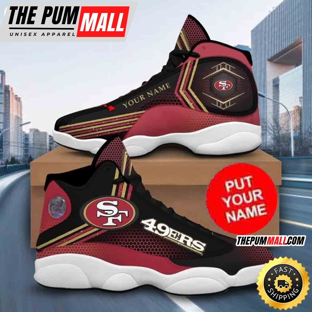 Custom Name NFL San Francisco 49ers Air Jd 13 Shoes 49ers Gifts Printed Logo JD 13