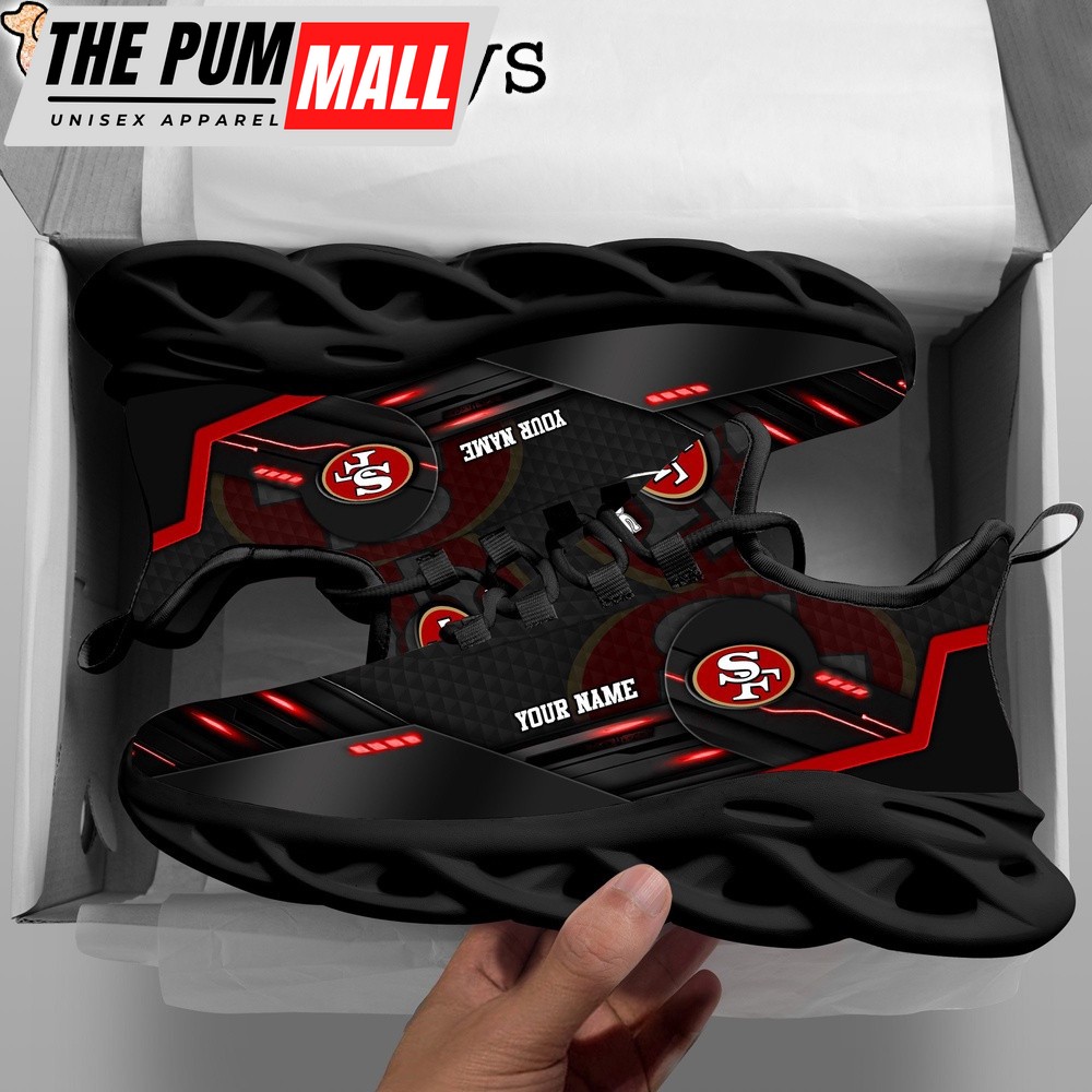 Custom Name NFL San Francisco 49ers Black Clunky Max Soul Shoes
