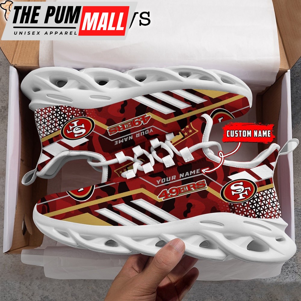 Custom Name NFL San Francisco 49ers Clunky Camo Max Soul Shoes
