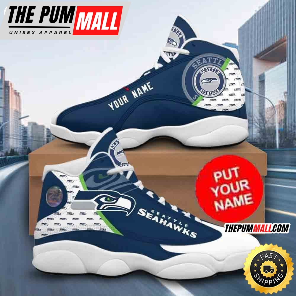 Custom Name NFL Seattle Seahawks Logo Air Jd 13 Shoes Printed Logo JD 13