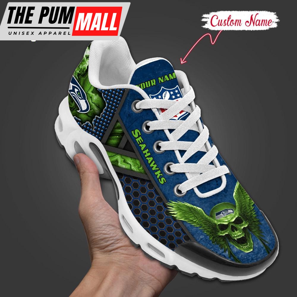 Custom Name NFL Seattle Seahawks Skull Air Max Plus Shoes