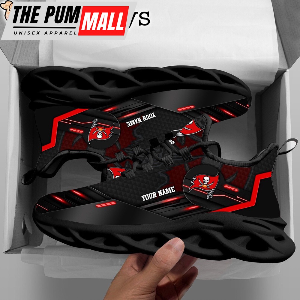 Custom Name NFL Tampa Bay Buccaneers Black Clunky Max Soul Shoes