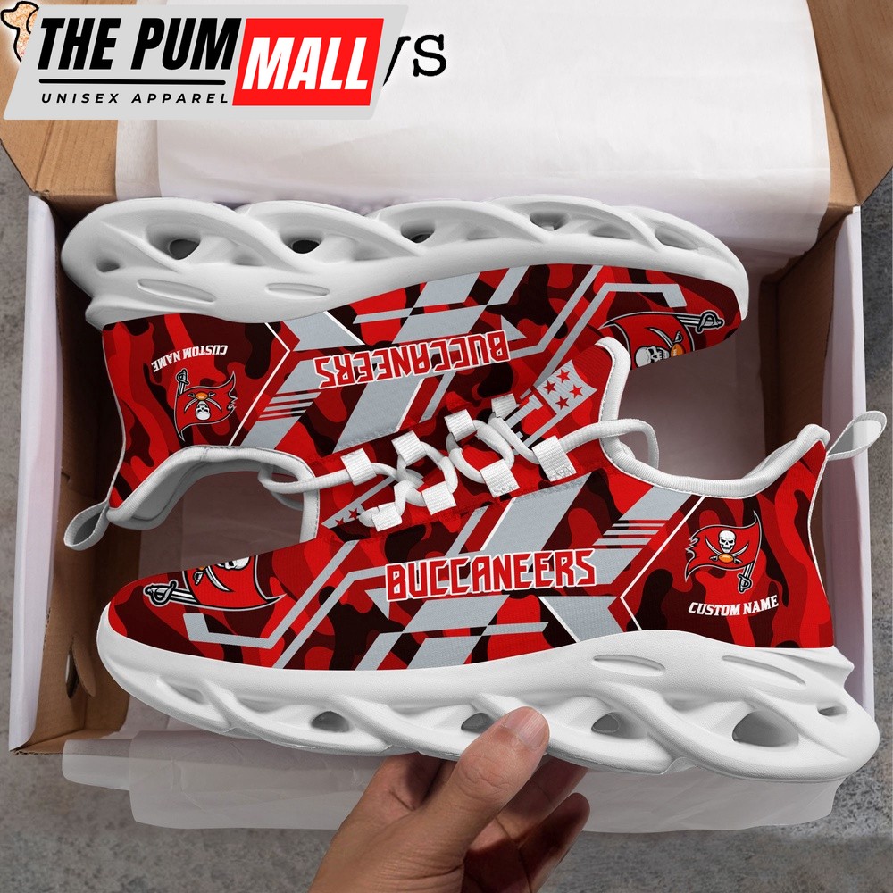 Custom Name NFL Tampa Bay Buccaneers Clunky Camo Max Soul Shoes