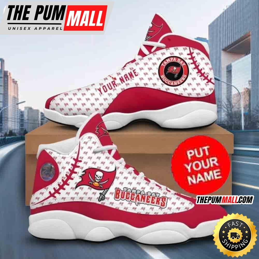 Custom Name NFL Tampa Bay Buccaneers Logo Pattern Air Jd 13 Shoes Buccaneers Shoes Printed Logo JD 13