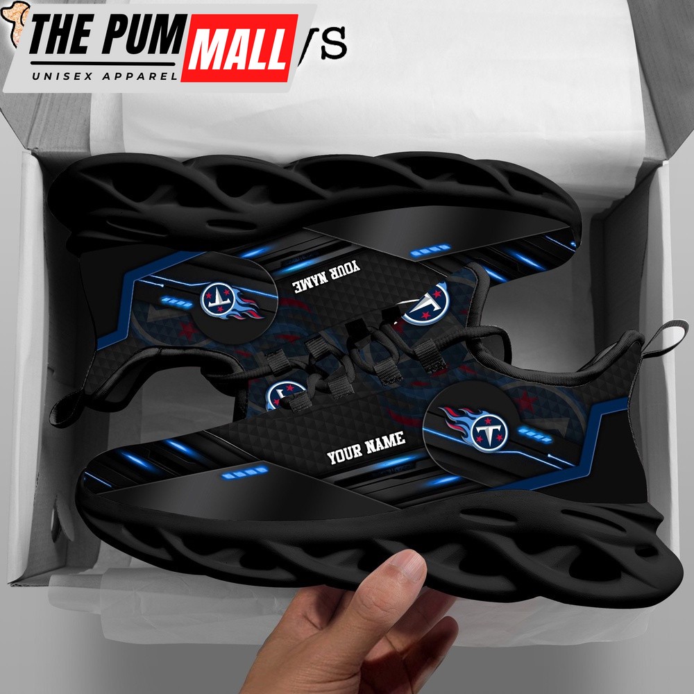 Custom Name NFL Tennessee Titans Black Clunky Max Soul Shoes