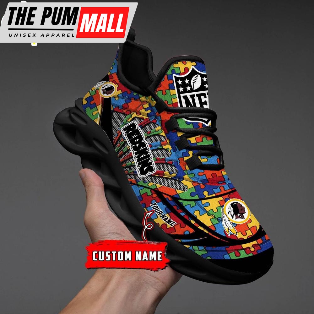 Custom Name NFL Washington Commanders Autism Clunky Max Soul Shoes