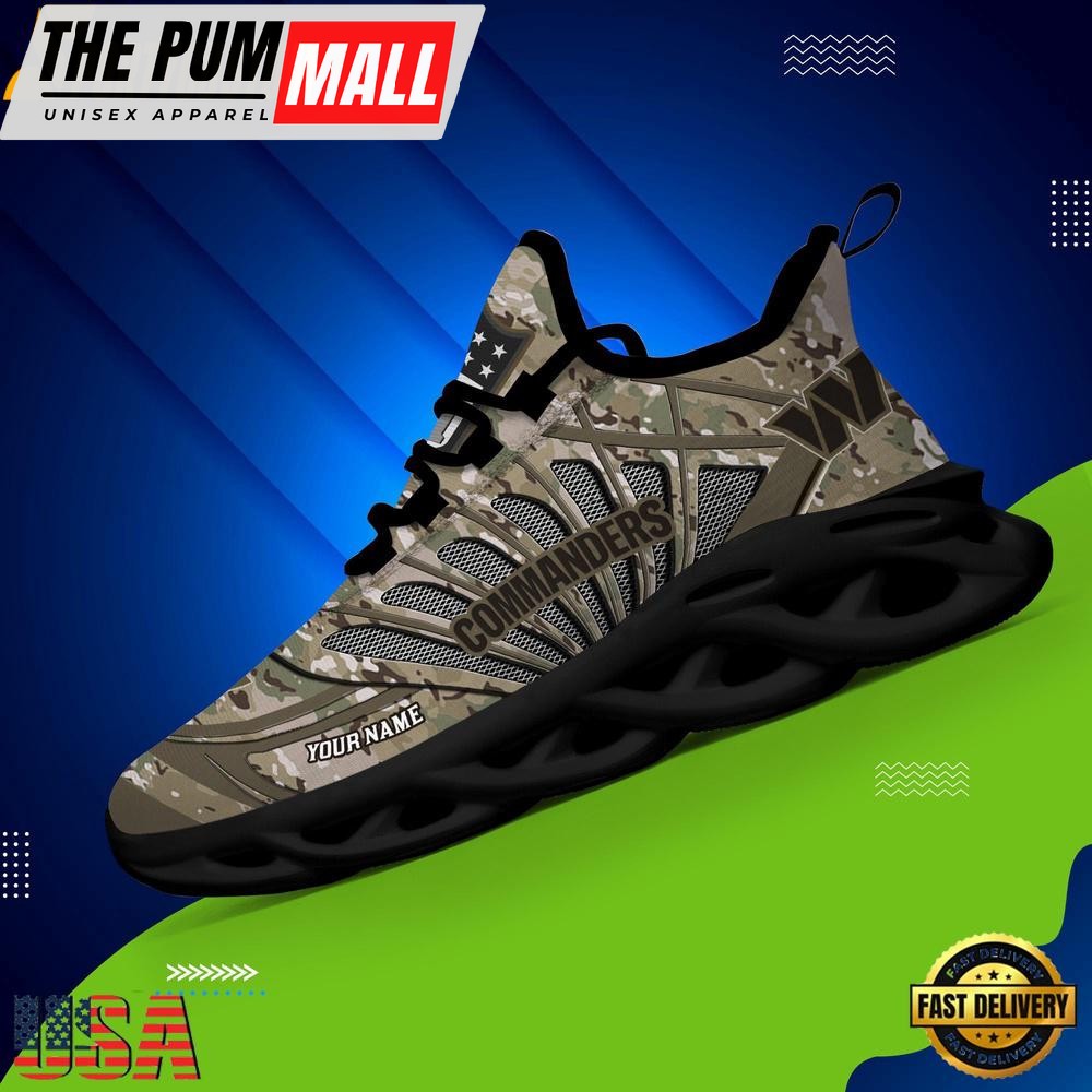 Custom Name NFL Washington Commanders Camo Veteran Day Max Soul Shoes